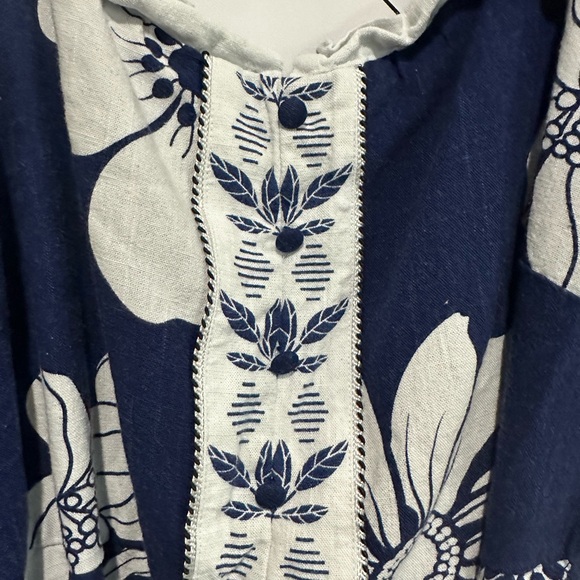 Draper James Navy White Floral Tie Waist Sundress Size L - Picture 5 of 7